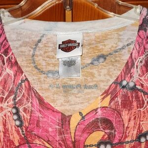 Harley-Davidson Pink and Orange Graphic Top